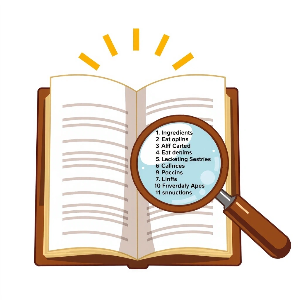 Icon representing transparency, such as an open book or a magnifying glass over ingredients.