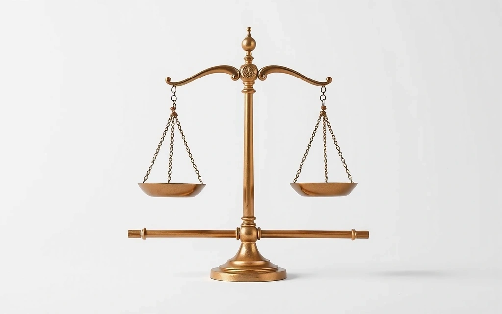 A balanced scale symbolizing justice and fair terms. Minimalist design with a focus on equilibrium.
